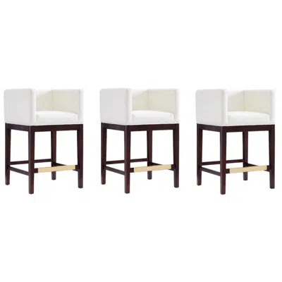 Manhattan Comfort Set Of 3 Kingsley Counter Stools In Neutral