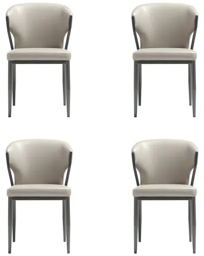 Manhattan Comfort Kirsten Leatherette Dining Chair With Metal Legs In Neutral