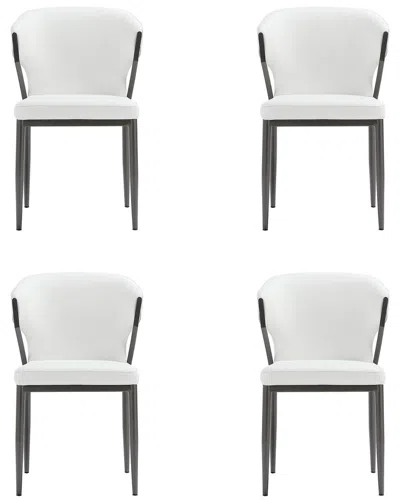 Manhattan Comfort Kirsten Leatherette Dining Chair With Metal Legs In White