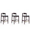 Manhattan Comfort Klismos 3-piece Leatherette Upholstered Counter Stool Set