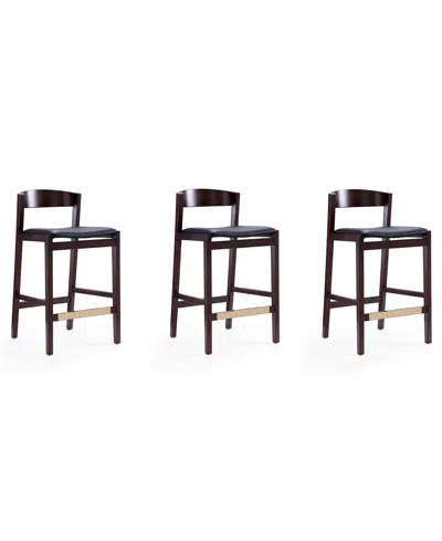 Manhattan Comfort Klismos 3-piece Leatherette Upholstered Counter Stool Set