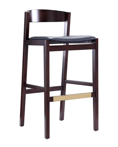 Manhattan Comfort Klismos Barstool In Black And Dark Walnut