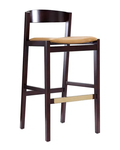 Manhattan Comfort Klismos Barstool In Camel And Dark Walnut In Brown