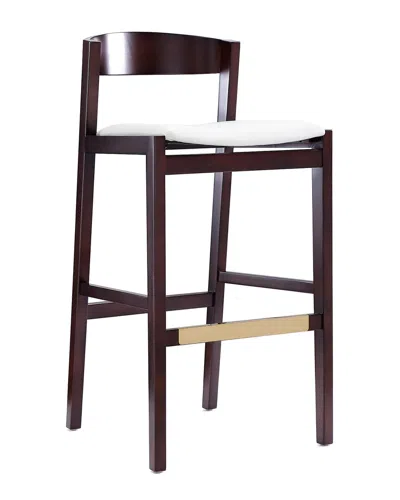 Manhattan Comfort Klismos Barstool In Ivory And Dark Walnut In Ivory/dark Walnut