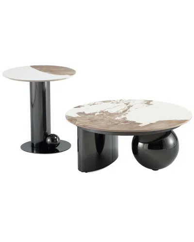 Manhattan Comfort Laurel 2pc Modern Coffee Table & End Table Set In Black