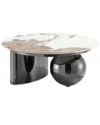 Manhattan Comfort Laurel 31.49" Modern Sintered Stone Top Coffee Table In Black
