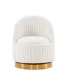 Manhattan Comfort Leela Modern 31.5" Chenille Upholstered Swivel Accent Chair In White