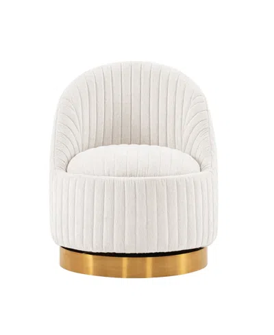 Manhattan Comfort Leela Modern 31.5" Chenille Upholstered Swivel Accent Chair In White