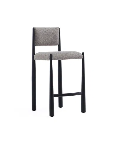 Manhattan Comfort Lennor 37.4" Boucle Upholstered Counter Stool In Gray