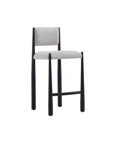 Manhattan Comfort Lennor 37.4" Boucle Upholstered Counter Stool In Black