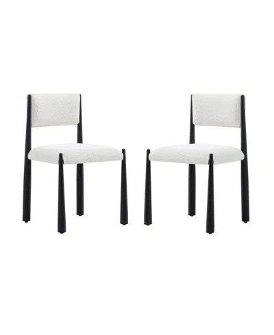 Manhattan Comfort Lennor Boucle Upholstered Dining Side Chairs, Set Of 2 In White