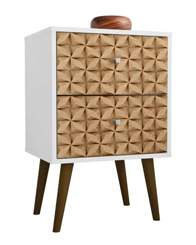 Manhattan Comfort Liberty Mid-century Modern Nightstand In Brown