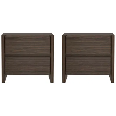 Manhattan Comfort Linda Nightstand - Set Of 2 In Brown