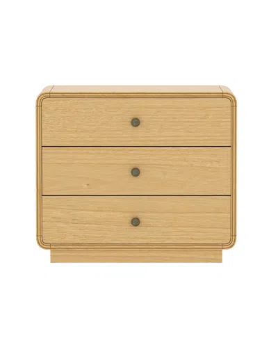 Manhattan Comfort Liora 28" Rubberwood 3-drawer Nightstand In Brown