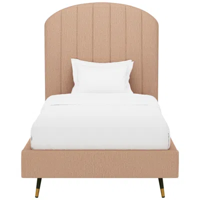 Manhattan Comfort Liraine Contemporary Arched Channel Upholstered Twin Bed In Sand In Brown