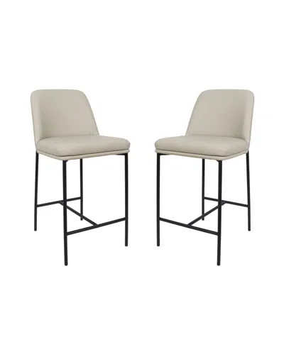 Manhattan Comfort Loft Faux Leather Upholstered Counter Stools, Set Of 2 In Gray