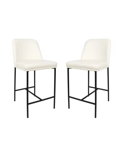 Manhattan Comfort Loft Faux Leather Upholstered Counter Stools, Set Of 2 In White