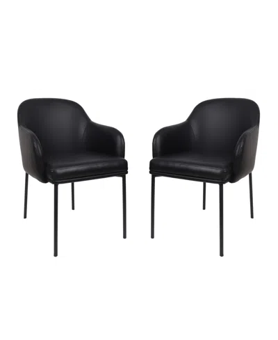 Manhattan Comfort Loft Faux Leather Upholstered Dining Armchairs, Set Of 2 In Black