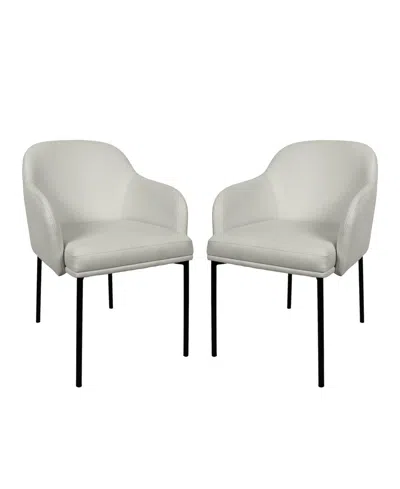 Manhattan Comfort Loft Faux Leather Upholstered Dining Armchairs, Set Of 2 In Gray