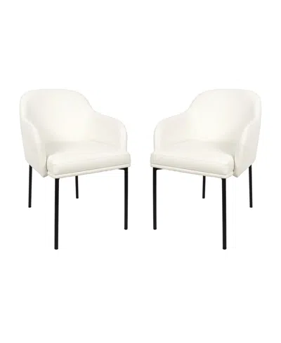 Manhattan Comfort Loft Faux Leather Upholstered Dining Armchairs, Set Of 2 In White