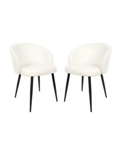 Manhattan Comfort Looma Faux Leather Upholstered Dining Side Chairs, Set Of 2 In White