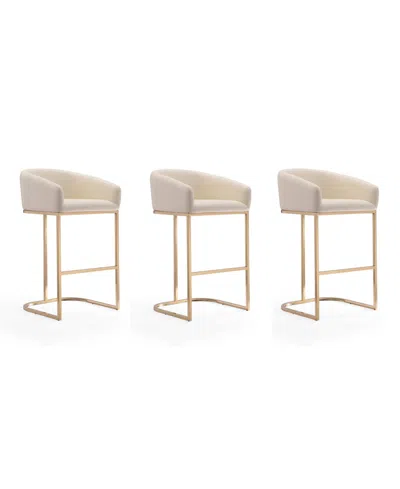 MANHATTAN COMFORT LOUVRE 3-PIECE LEATHERETTE UPHOLSTERED BARSTOOL SET