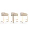Manhattan Comfort Louvre 3-piece Leatherette Upholstered Counter Stool Set