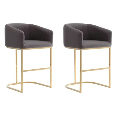 Manhattan Comfort Set Of 2 Louvre Counter Stools In Black