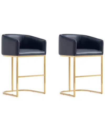 MANHATTAN COMFORT MANHATTAN COMFORT LOUVRE MID-CENTURY MODERN LEATHERETTE UPHOLSTERED COUNTER  STOOL