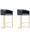 Manhattan Comfort Louvre Mid-century Modern Leatherette Upholstered Barstool In Black