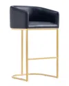 Manhattan Comfort Louvre Mid-century Modern Leatherette Upholstered Barstool In Black