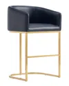 Manhattan Comfort Louvre Mid-century Modern Leatherette Upholstered Counter  Stool In Black