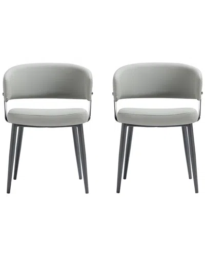Manhattan Comfort Luce Stone Grey Textured Leather In Gray