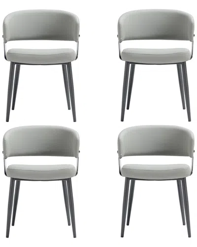 Manhattan Comfort Luce Stone Grey Textured Leather In Gray