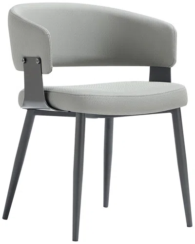 Manhattan Comfort Luce Stone Grey Textured Leather In Gray