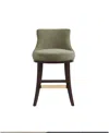 Manhattan Comfort Lucia 37.2" Chenille Upholstered Counter Stool In Green