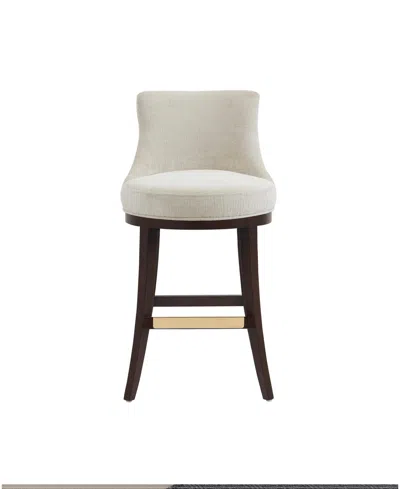 Manhattan Comfort Lucia 40.2" Chenille Upholstered Barstool In Brown