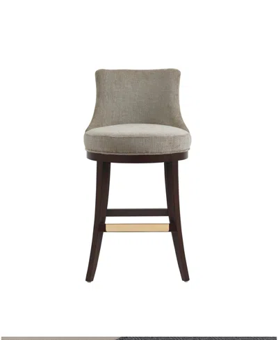 Manhattan Comfort Lucia 40.2" Chenille Upholstered Barstool In Brown