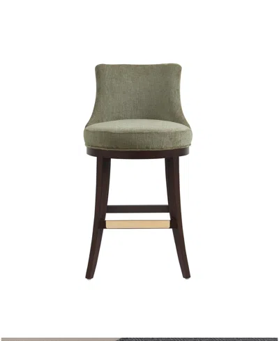 Manhattan Comfort Lucia 40.2" Chenille Upholstered Barstool In Green