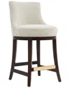 Manhattan Comfort Lucia Chenille Counter Stool With Beech Wood Legs In White