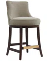 Manhattan Comfort Lucia Chenille Counter Stool With Beech Wood Legs In Gray