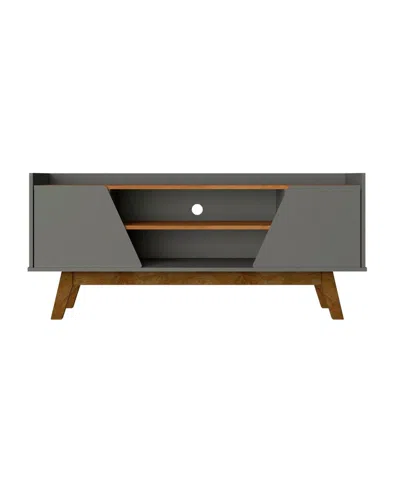 Manhattan Comfort Marcus 53.14" Medium Density Fiberboard 4-shelf Tv Stand In Gray And Nature