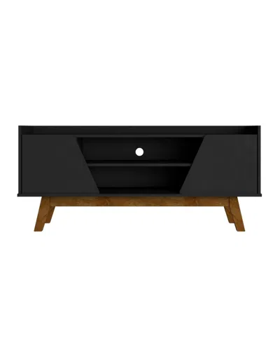 Manhattan Comfort Marcus 53.14" Medium Density Fiberboard 4-shelf Tv Stand In Matte Black