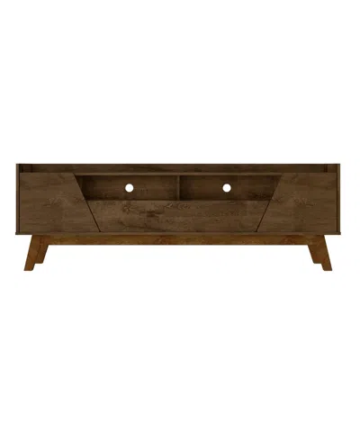 Manhattan Comfort Marcus 70.86" Medium Density Fiberboard 4-shelf Tv Stand In Rustic Brown