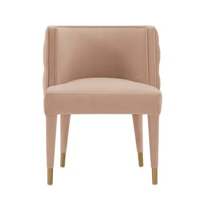 Manhattan Comfort Maya Modern Tufted Velvet Upholstered Elm Wood Dining Side Chair In Pink