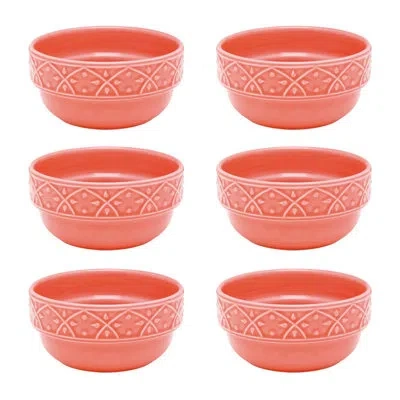 Manhattan Comfort Mendi 17 Oz. Large Dinner Soup Bowl In Coral