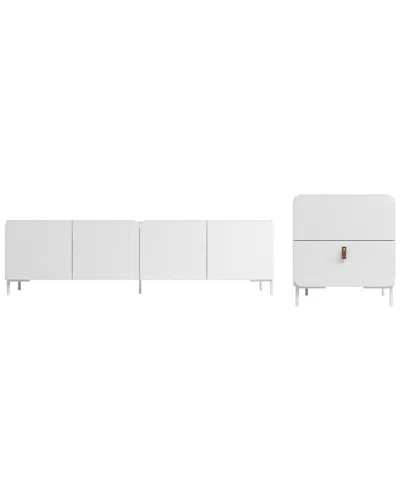 Manhattan Comfort Mid-century Modern Bogardus 2pc Living Room Set In White
