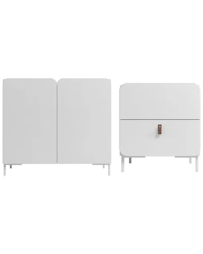 Manhattan Comfort Mid-century Modern Bogardus 2pc Living Room Set In White