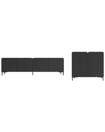 Manhattan Comfort Mid-century Modern Bogardus 2pc Living Room Set In Black