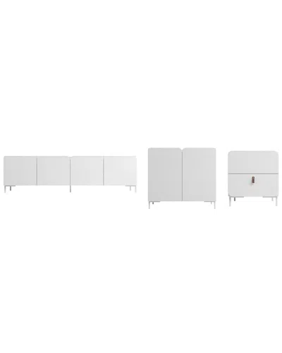 Manhattan Comfort Mid-century Modern Bogardus 3pc Living Room Set In White